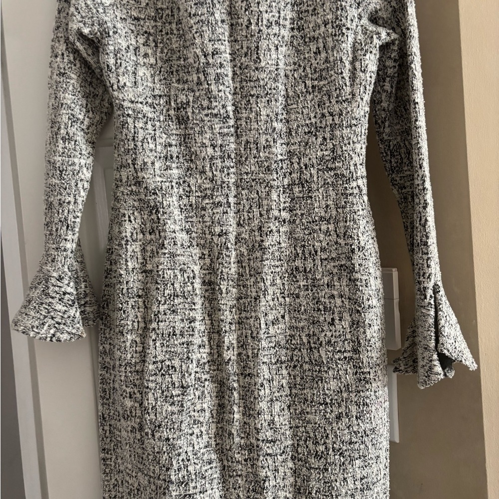 Ralph Lauren herringbone black and white dress with blossoming sleeves, size 6